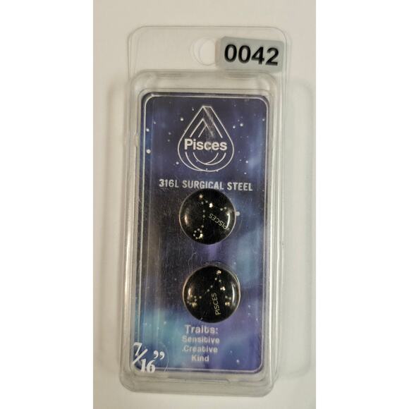PISCES Constellation Zodiac Ear Jewelry Plug 316L Surgical Steel Bundle Lot 6 - Picture 5 of 7